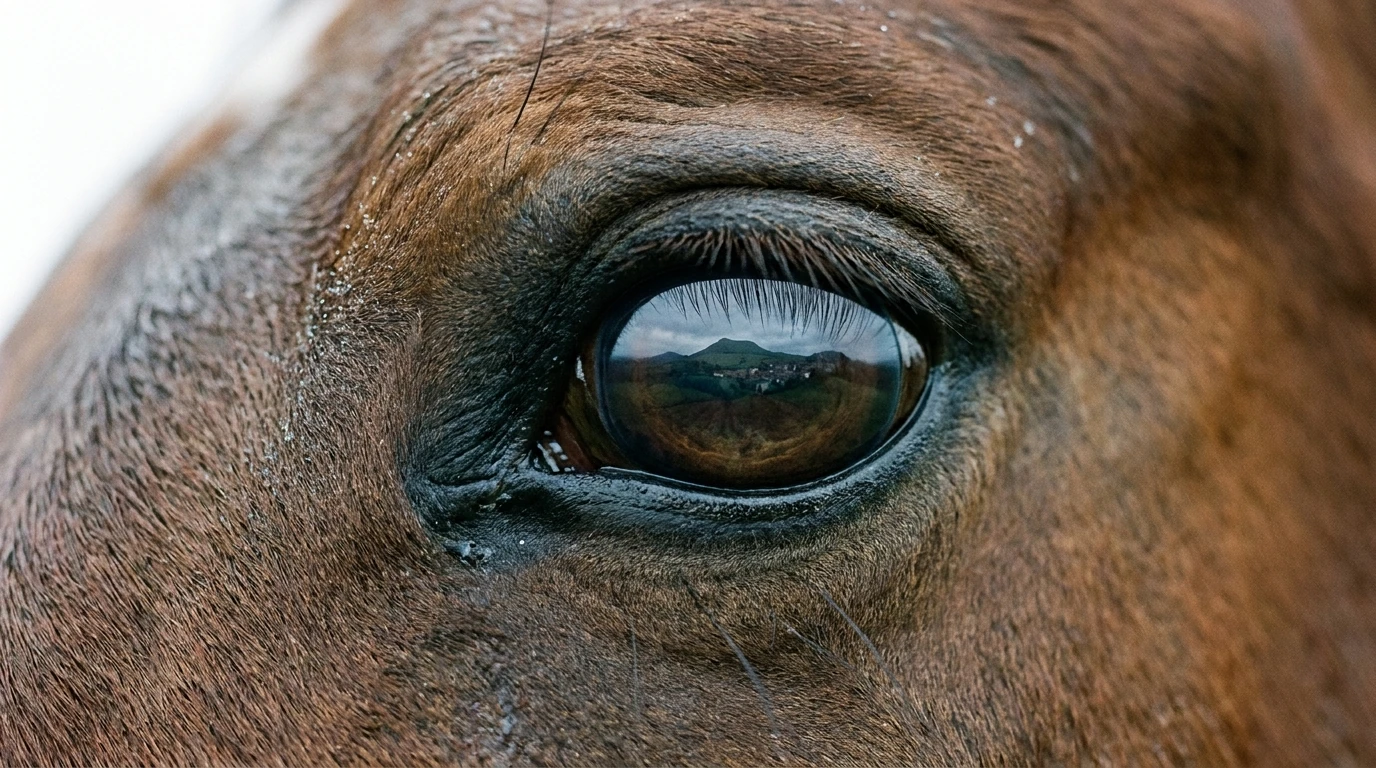 Un regard de cheval au Cavaliers des Monts Brumeux, Laqueuille